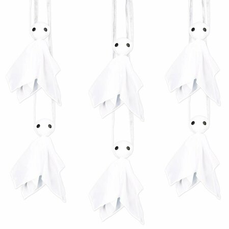 GOLDENGIFTS 8.5 in. Fabric Hanging Ghosts&#44; White, 12PK GO3339919